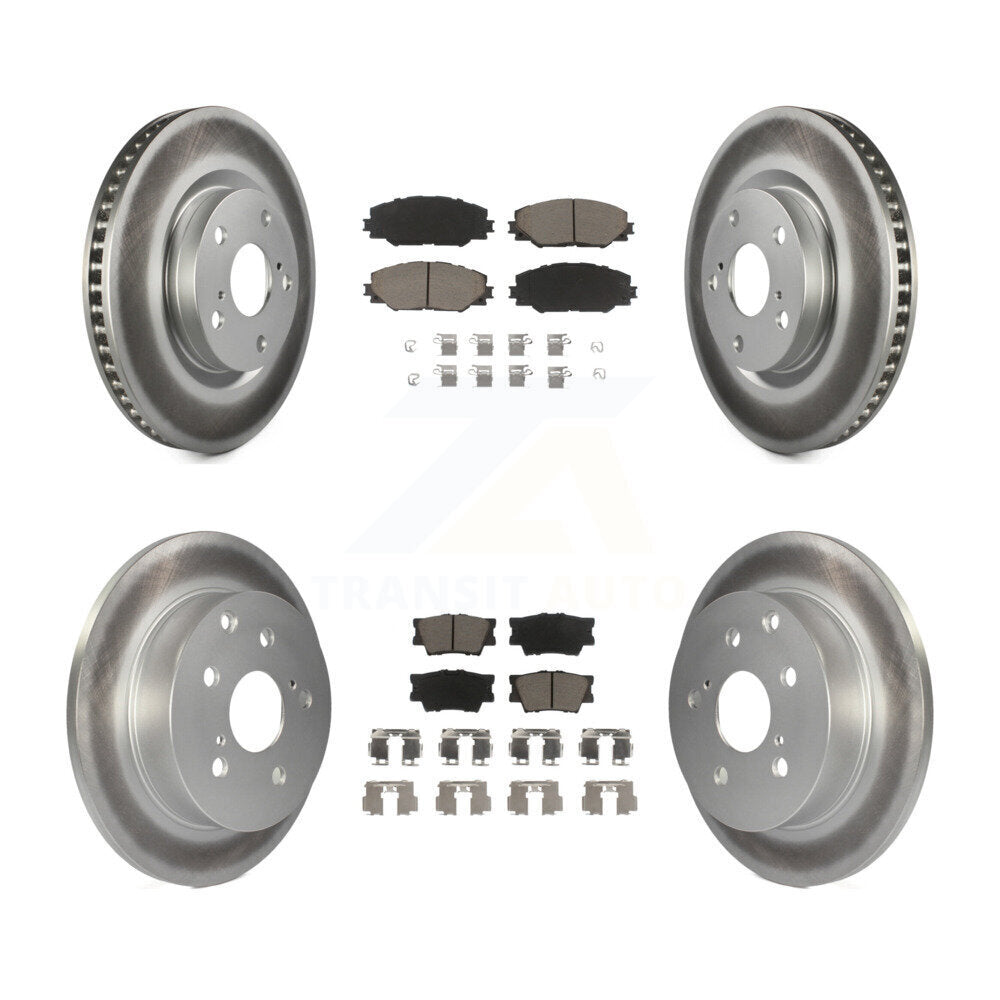 Front Rear Coated Disc Brake Rotors And Ceramic Pads Kit For Toyota RAV4