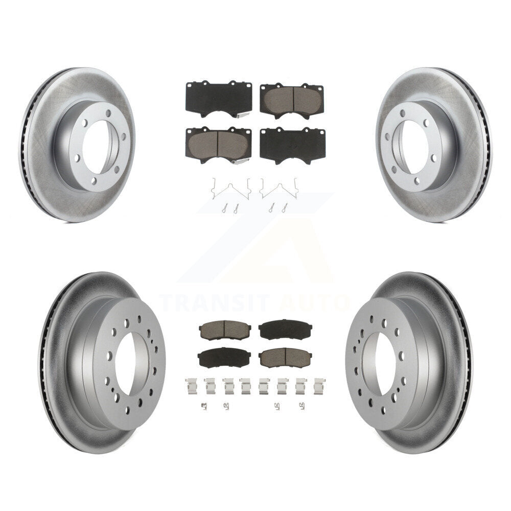 Front Rear Coated Disc Brake Rotors And Ceramic Pads Kit For Toyota Sequoia