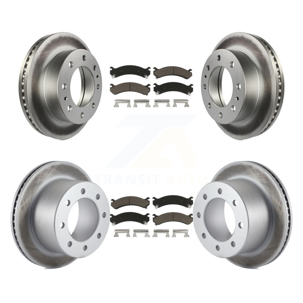 Front Rear Coat Brake Rotors Ceramic Pad Kit For Chevrolet Silverado 3500 HD GMC