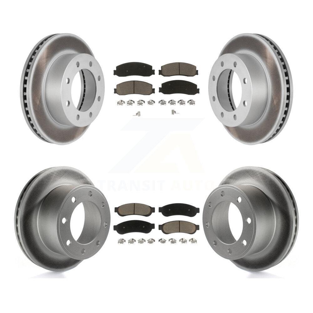 Front Rear Coat Brake Rotors Ceramic Pad Kit For Ford F-250 Super Duty F-350 4WD
