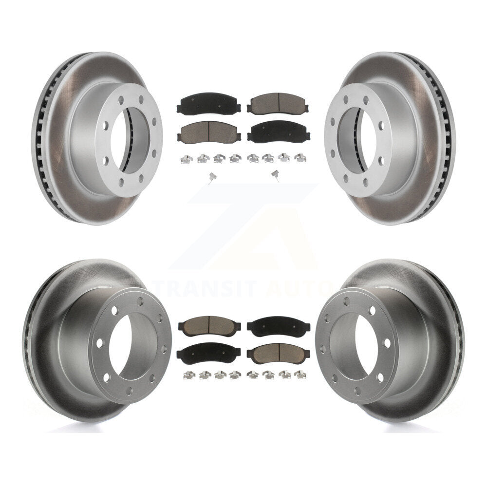 Front Rear Coat Brake Rotors Ceramic Pad Kit For Ford F-250 Super Duty F-350 4WD