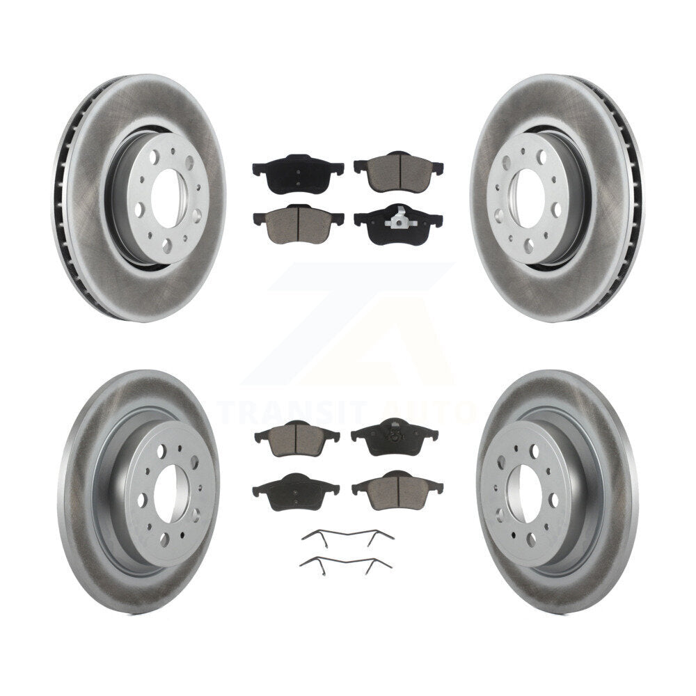 Front Rear Coated Disc Brake Rotors & Ceramic Pad Kit For Volvo S60 V70 XC70 S80