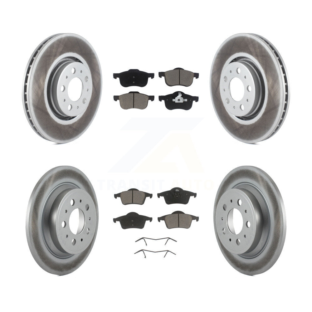 Front Rear Coated Disc Brake Rotors And Ceramic Pads Kit For Volvo S60