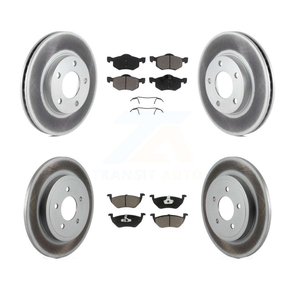 Front Rear Coated Brake Rotors Ceramic Pad Kit For Mazda Tribute Mercury Mariner