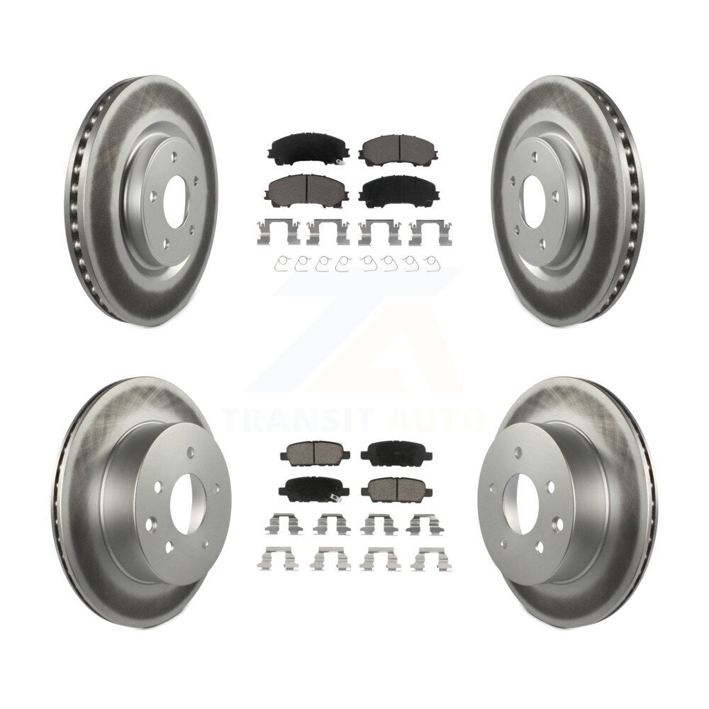 Front Rear Coated Disc Brake Rotors And Ceramic Pads Kit For Nissan Rogue