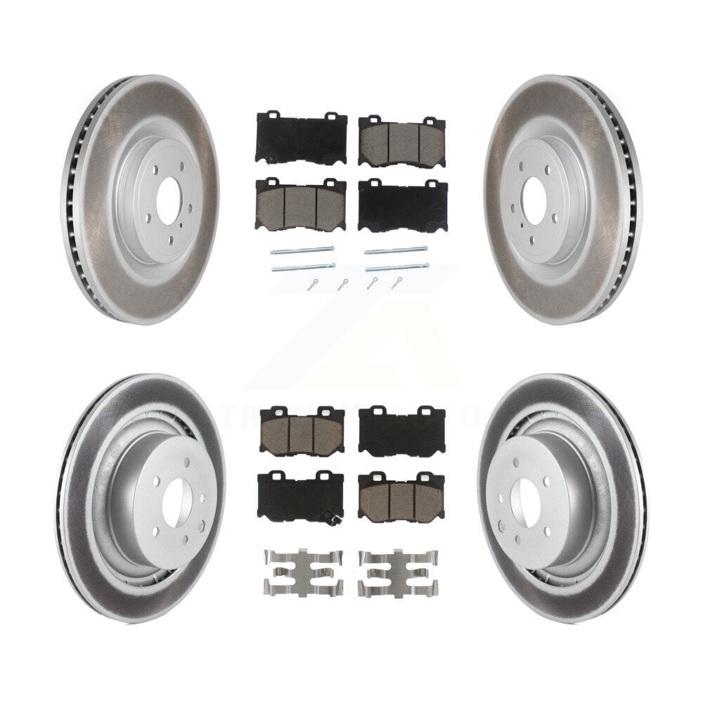 Front Rear Coated Brake Rotor Ceramic Pad Kit For INFINITI G37 Nissan 370Z Q60 Z