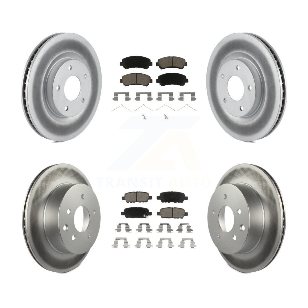 Front Rear Coated Disc Brake Rotors And Ceramic Pads Kit For Nissan Rogue Select