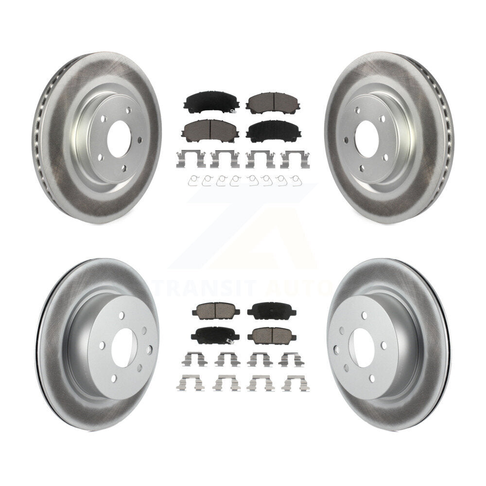 [Front+Rear] 2016-2017 INFINITI QX50 Premium Coated Rotors & Ceramic Pads Brake Kit For Max Braking