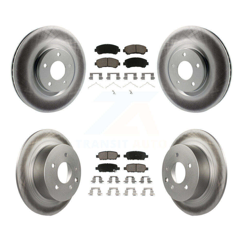 Front Rear Coat Brake Rotors Ceramic Pad Kit For 07-12 Nissan Sentra SE-R Spec V