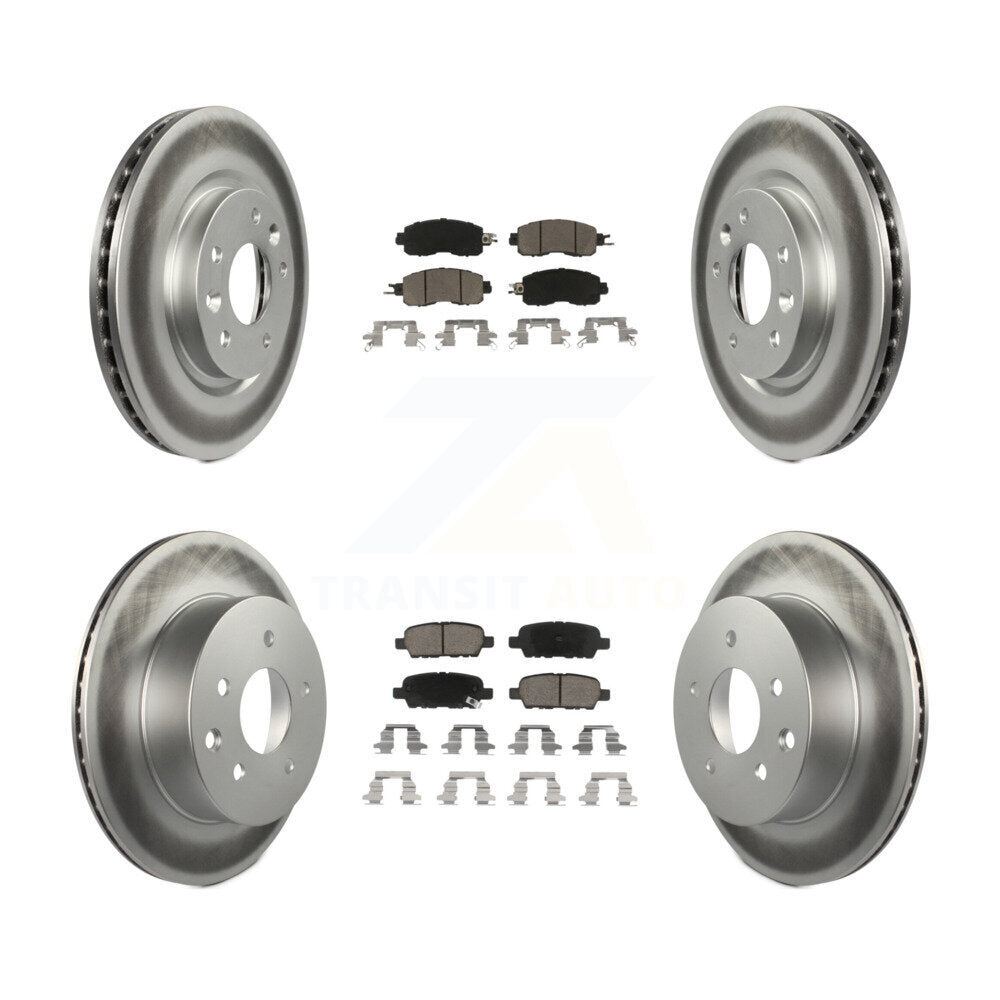 Front Rear Coated Disc Brake Rotors And Ceramic Pads Kit For Nissan LEAF