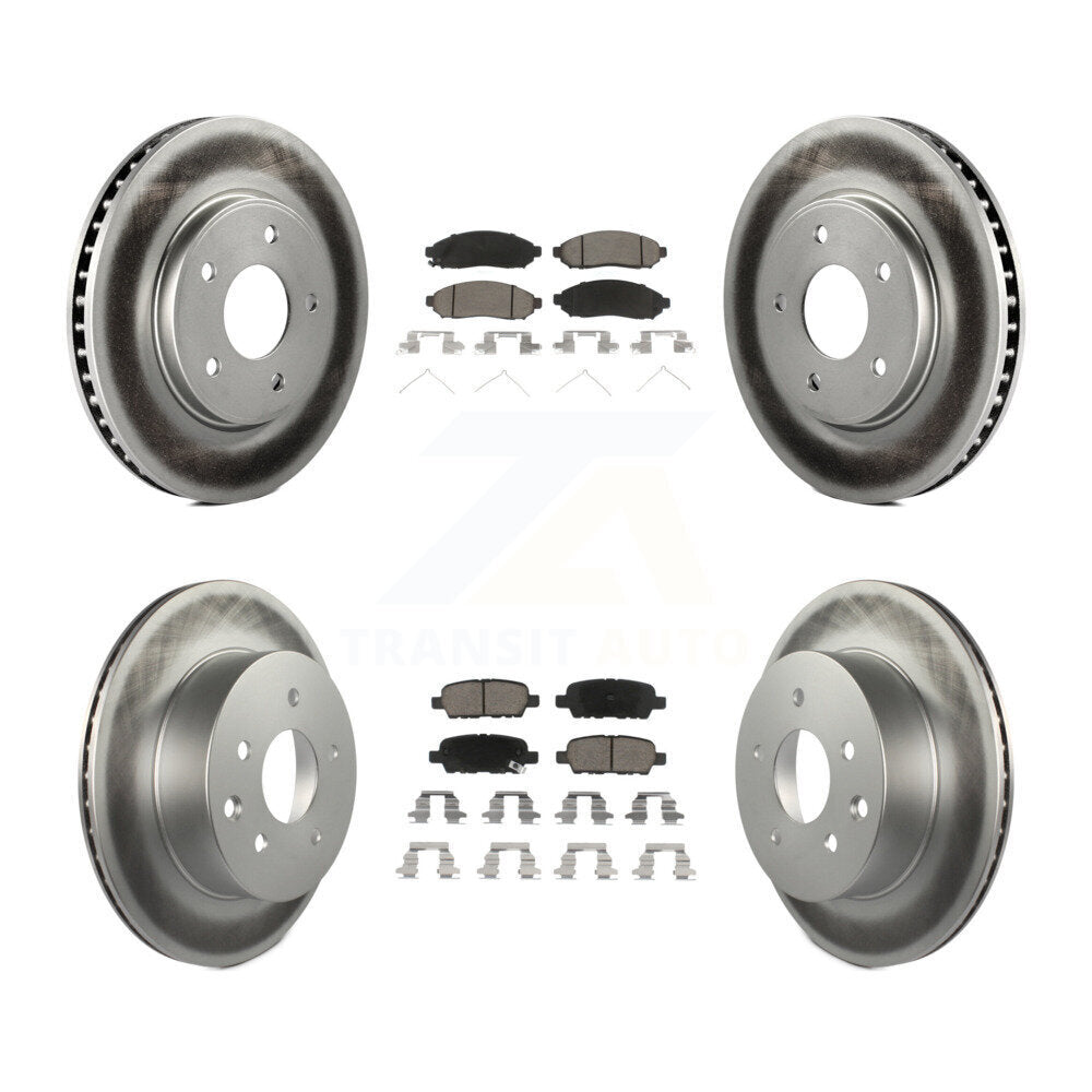 Front Rear Coated Disc Brake Rotors And Ceramic Pads Kit For Nissan LEAF