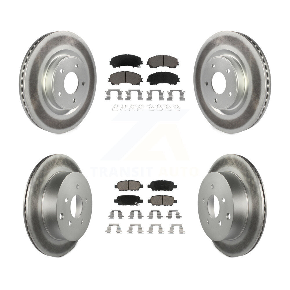 Front Rear Coated Disc Brake Rotors And Ceramic Pads Kit For INFINITI Q50 Q60