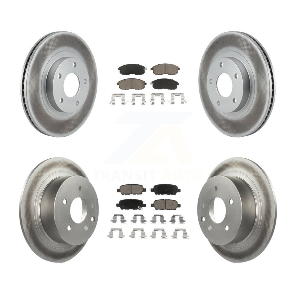 Front Rear Coated Disc Brake Rotors And Ceramic Pads Kit For Nissan Altima