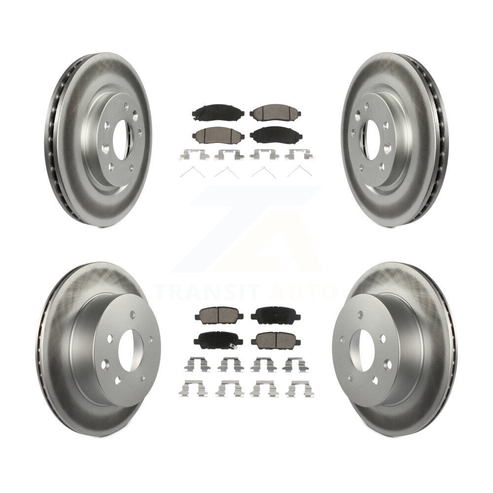 Front Rear Coated Disc Brake Rotors And Ceramic Pads Kit For Nissan LEAF