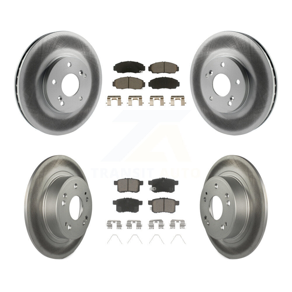 Front Rear Coated Disc Brake Rotors & Ceramic Pad Kit For Honda Accord Acura TSX