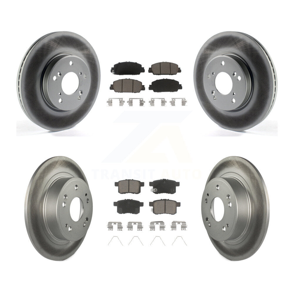 Front Rear Coated Disc Brake Rotors And Ceramic Pads Kit For Honda Accord