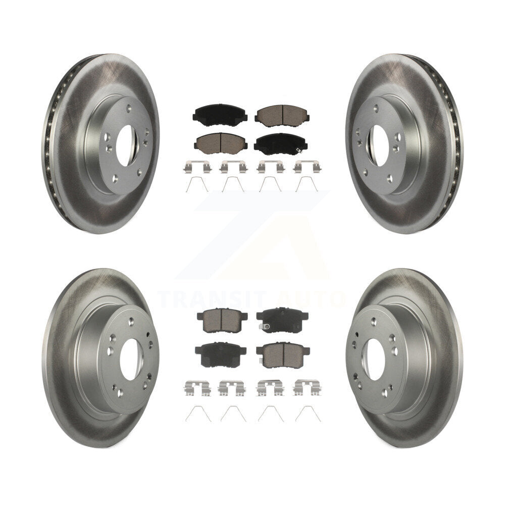 Front Rear Coated Disc Brake Rotors And Ceramic Pads Kit For Honda Accord