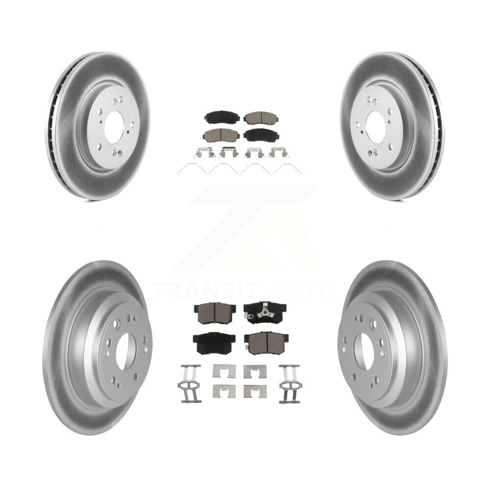 Front Rear Coated Disc Brake Rotors & Ceramic Pad Kit For Honda Crosstour Accord