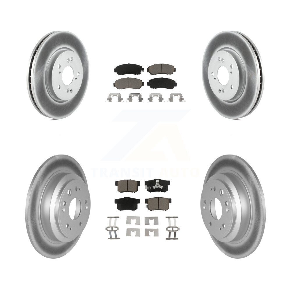 Front Rear Coated Disc Brake Rotors & Ceramic Pad Kit For Honda Accord Crosstour