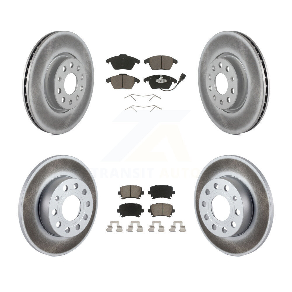 [Front+Rear] 2008 Audi A3 Quattro Premium Coated Rotors & Ceramic Pads Brake Kit For Max Braking