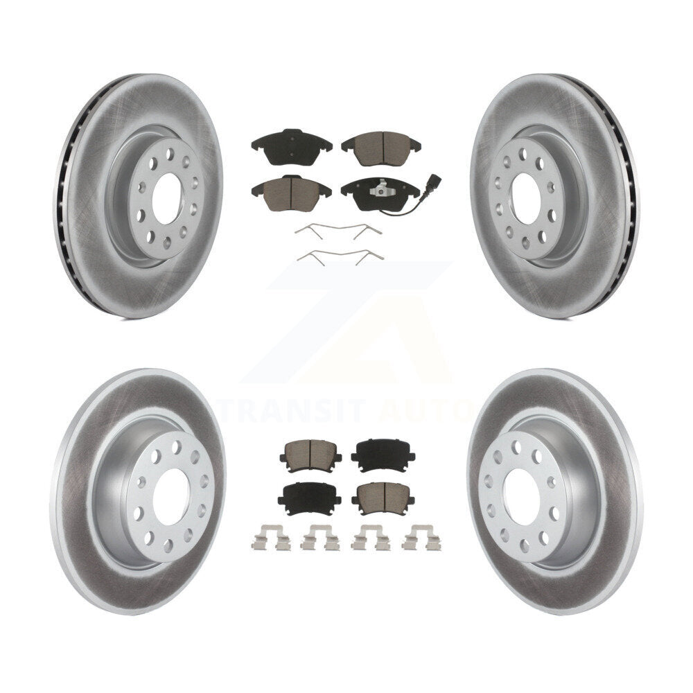 Front Rear Coated Brake Rotor Ceramic Pad Kit For Volkswagen Passat GTI Eos Audi