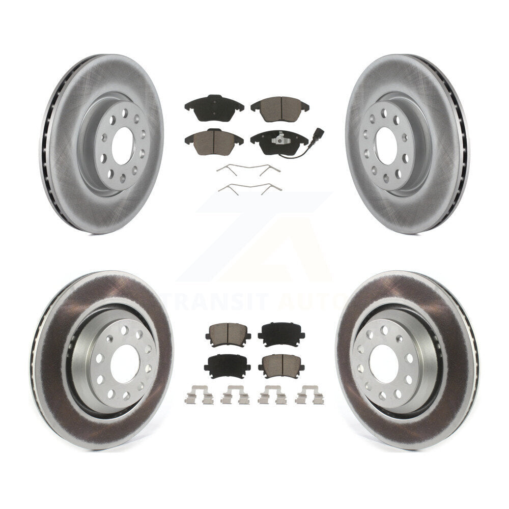 Front Rear Coated Disc Brake Rotors And Ceramic Pad Kit For Volkswagen Passat CC