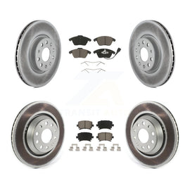 Front Rear Coated Disc Brake Rotors And Ceramic Pad Kit For Volkswagen Passat CC