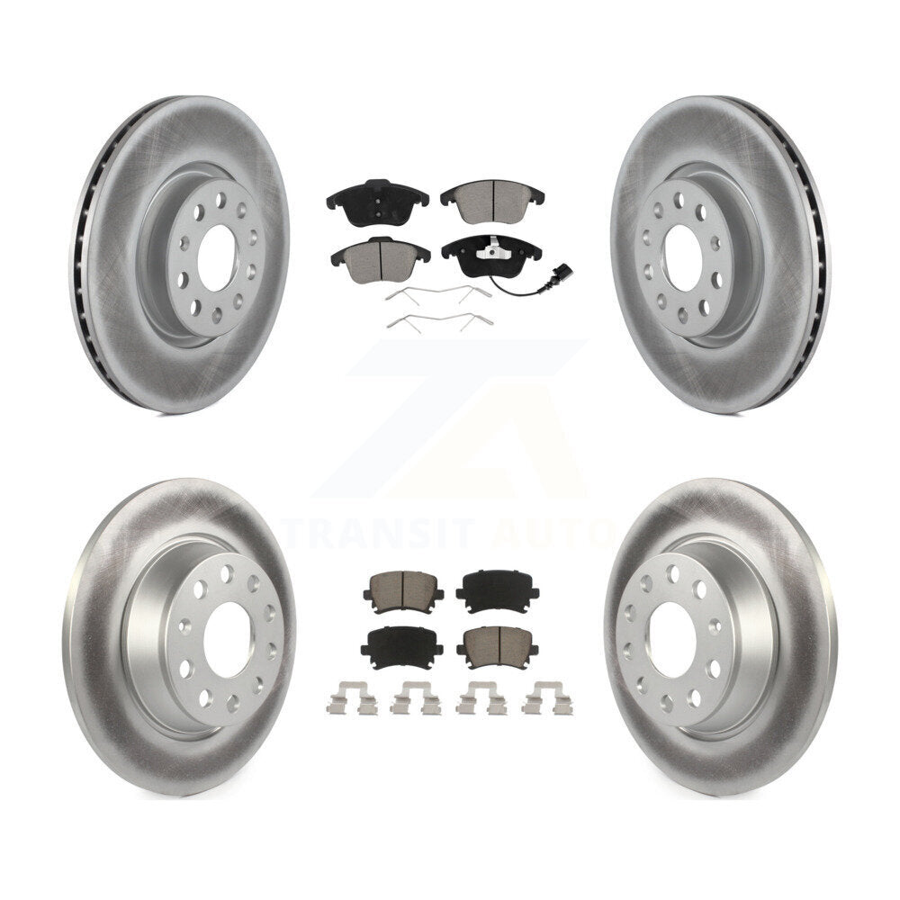 Front Rear Coated Disc Brake Rotor Ceramic Pad Kit For Volkswagen Tiguan Audi Q3