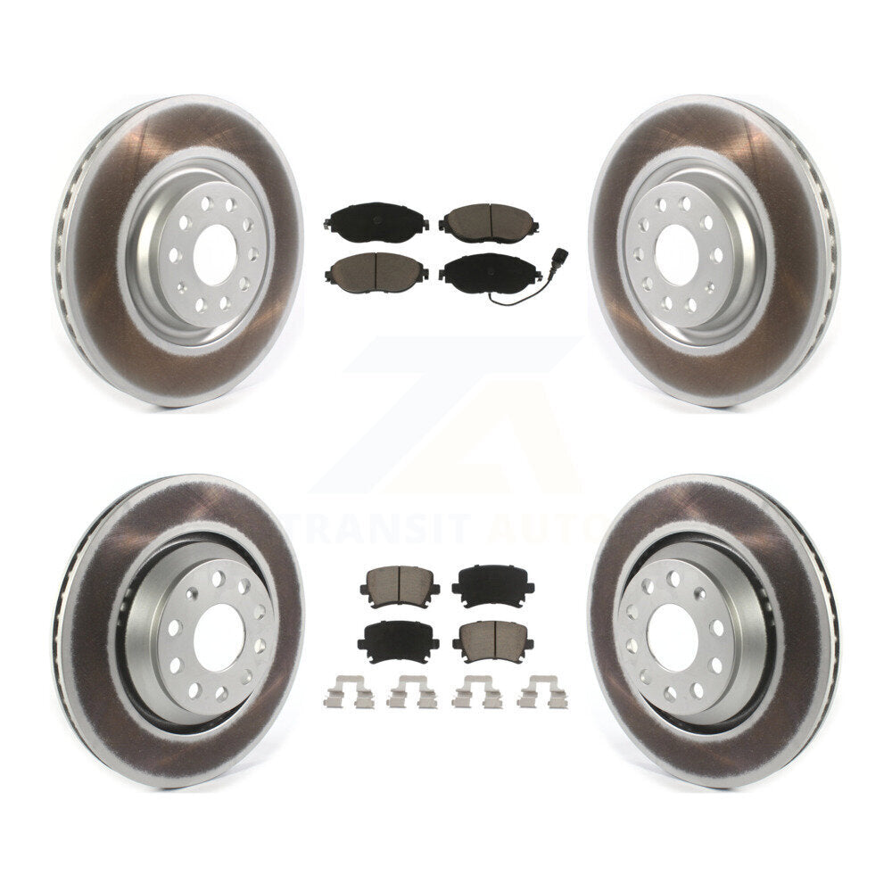 Front Rear Coated Disc Brake Rotors And Ceramic Pads Kit For Volkswagen CC AWD