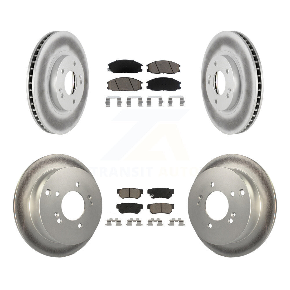 Front Rear Coated Disc Brake Rotors And Ceramic Pads Kit For Hyundai Santa Fe
