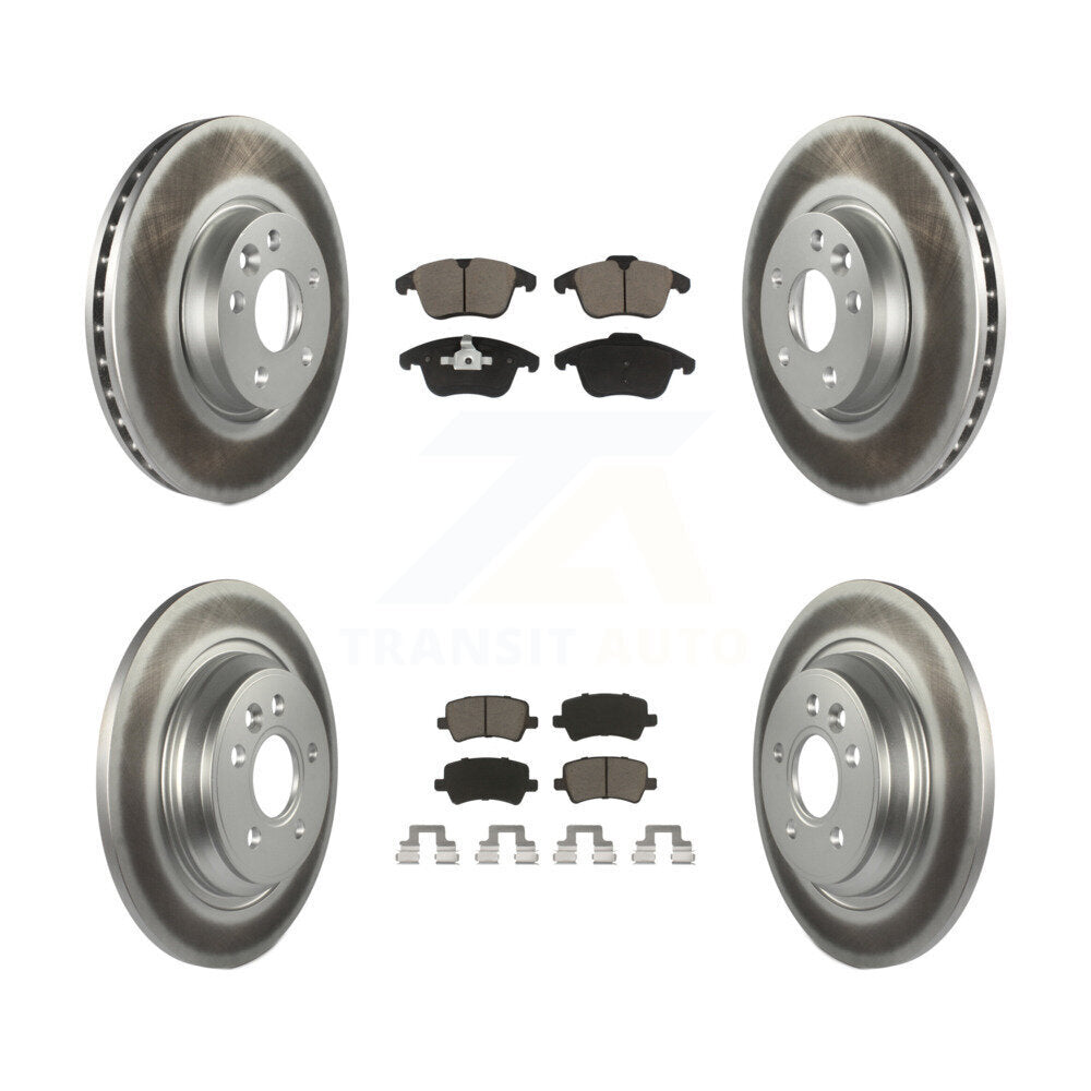 Front Rear Coated Disc Brake Rotors And Ceramic Pads Kit For Volvo S60
