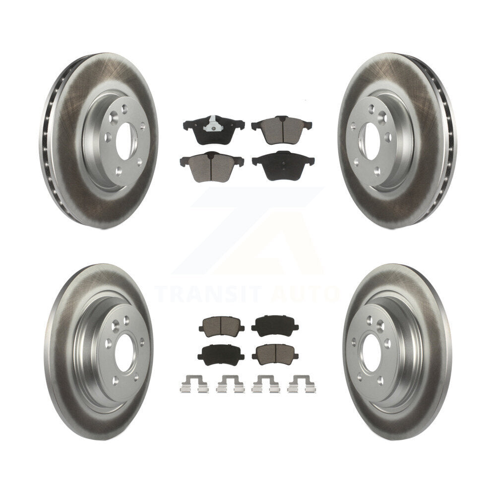 Front Rear Coated Disc Brake Rotors And Ceramic Pads Kit For Volvo V70