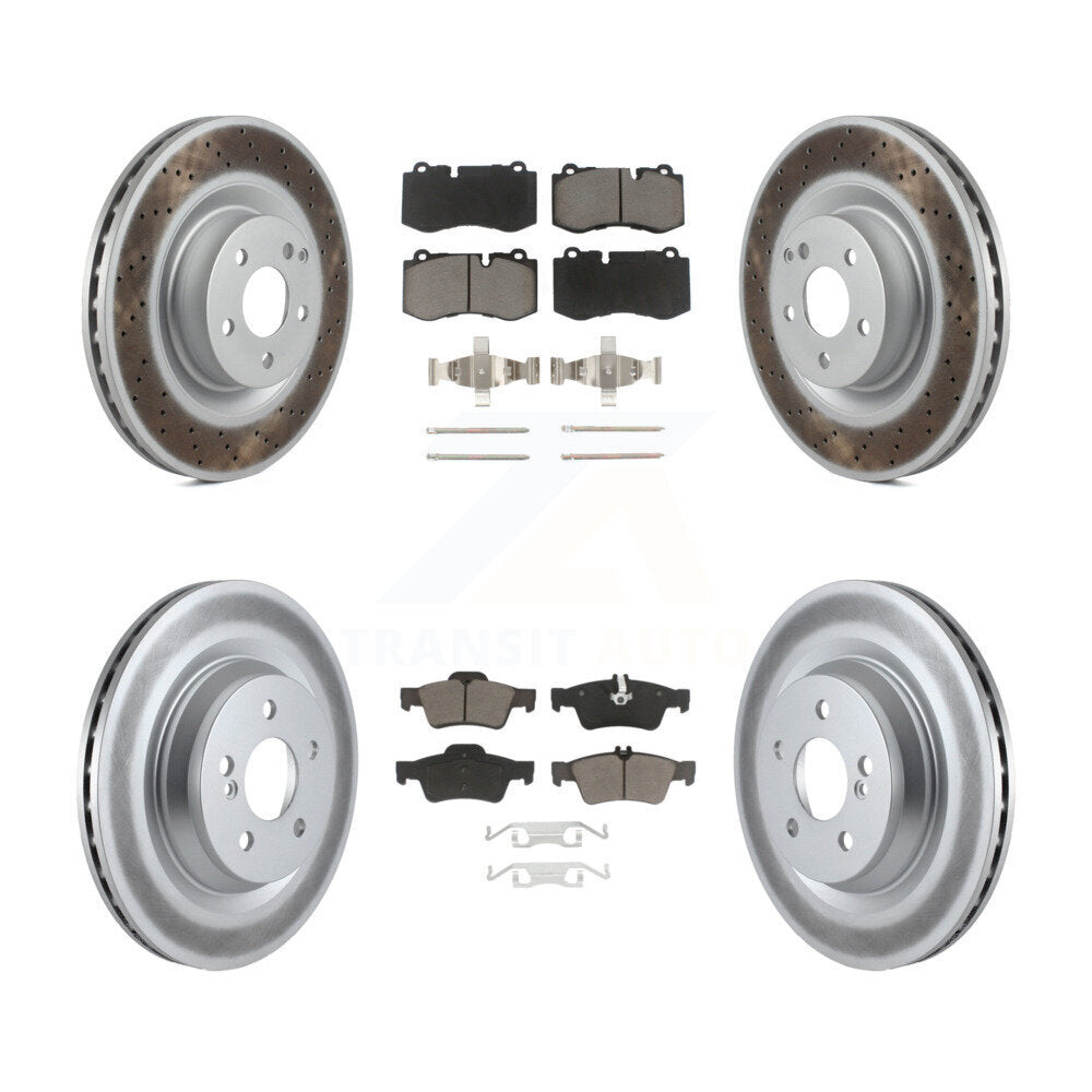 Front Rear Coated Brake Rotors Ceramic Pad Kit For Mercedes-Benz S550 SL550 S600