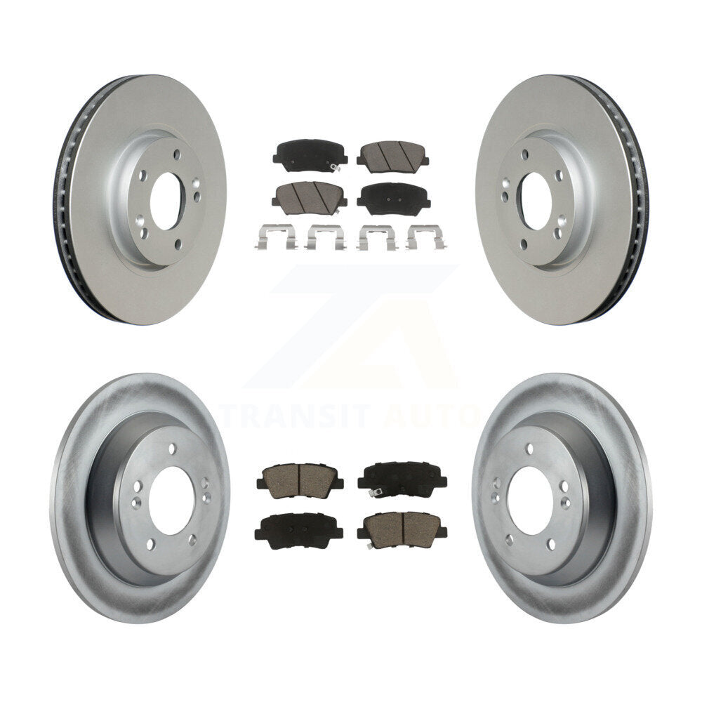 Front Rear Coated Disc Brake Rotors And Ceramic Pads Kit For Kia Rondo