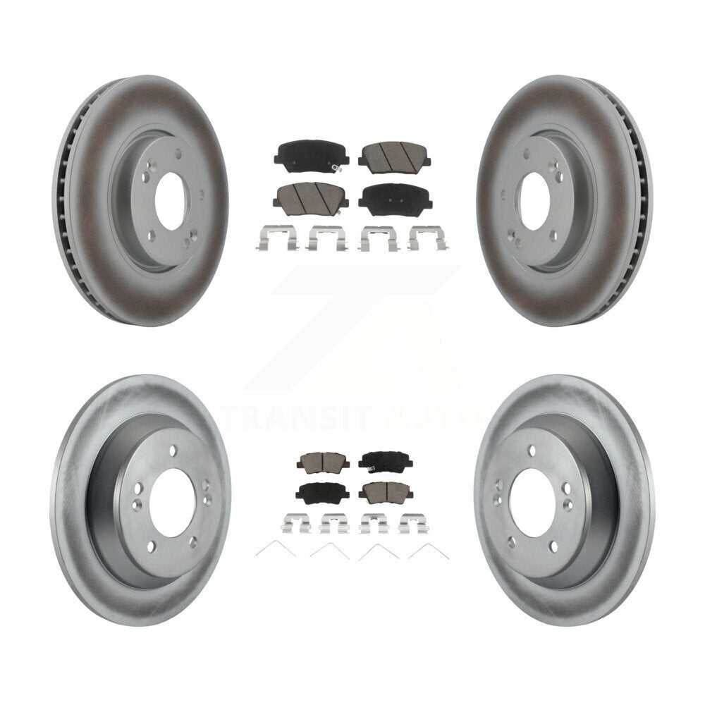 Front Rear Coated Disc Brake Rotors And Ceramic Pads Kit For Kia Rondo