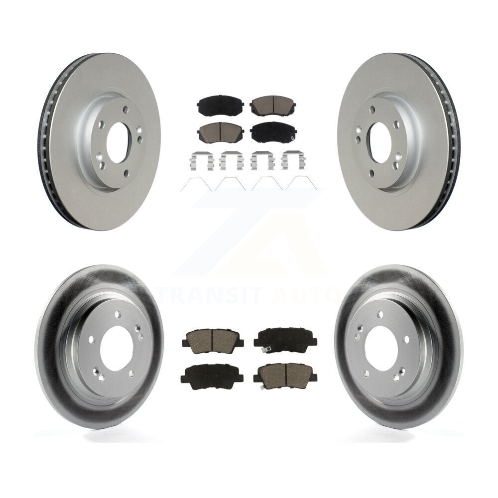 [Front+Rear] 2017-2019 Kia Soul EV Premium Coated Rotors & Ceramic Pads Brake Kit For Max Braking