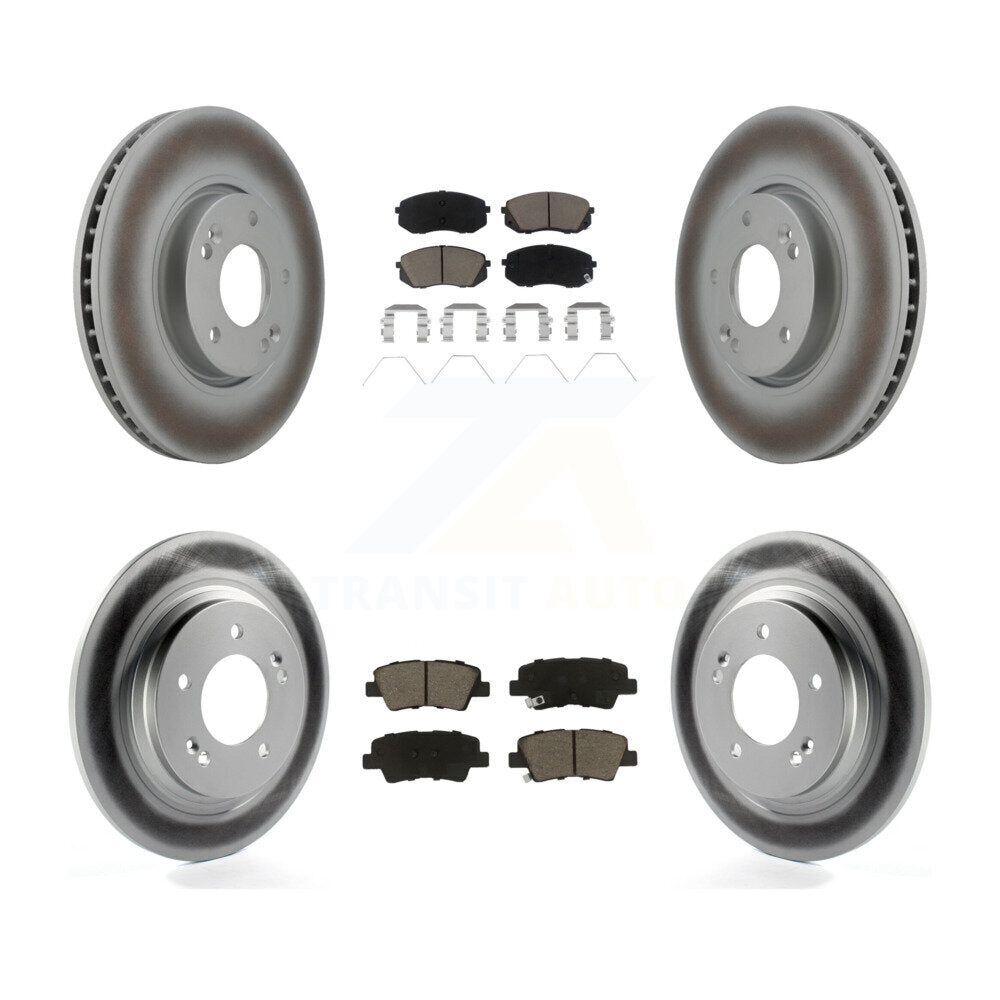 [Front+Rear] 2017-2019 Kia Soul EV Premium Coated Rotors & Ceramic Pads Brake Kit For Max Braking