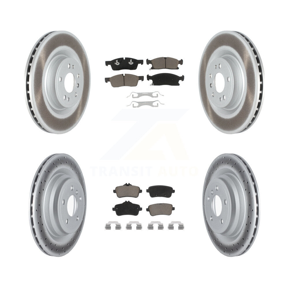 Front Rear Coated Disc Brake Rotors And Ceramic Pad Kit For Mercedes-Benz GLE400