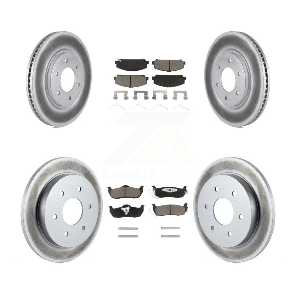 Front Rear Coated Brake Rotor & Ceramic Pad Kit For Nissan Titan Armada INFINITI