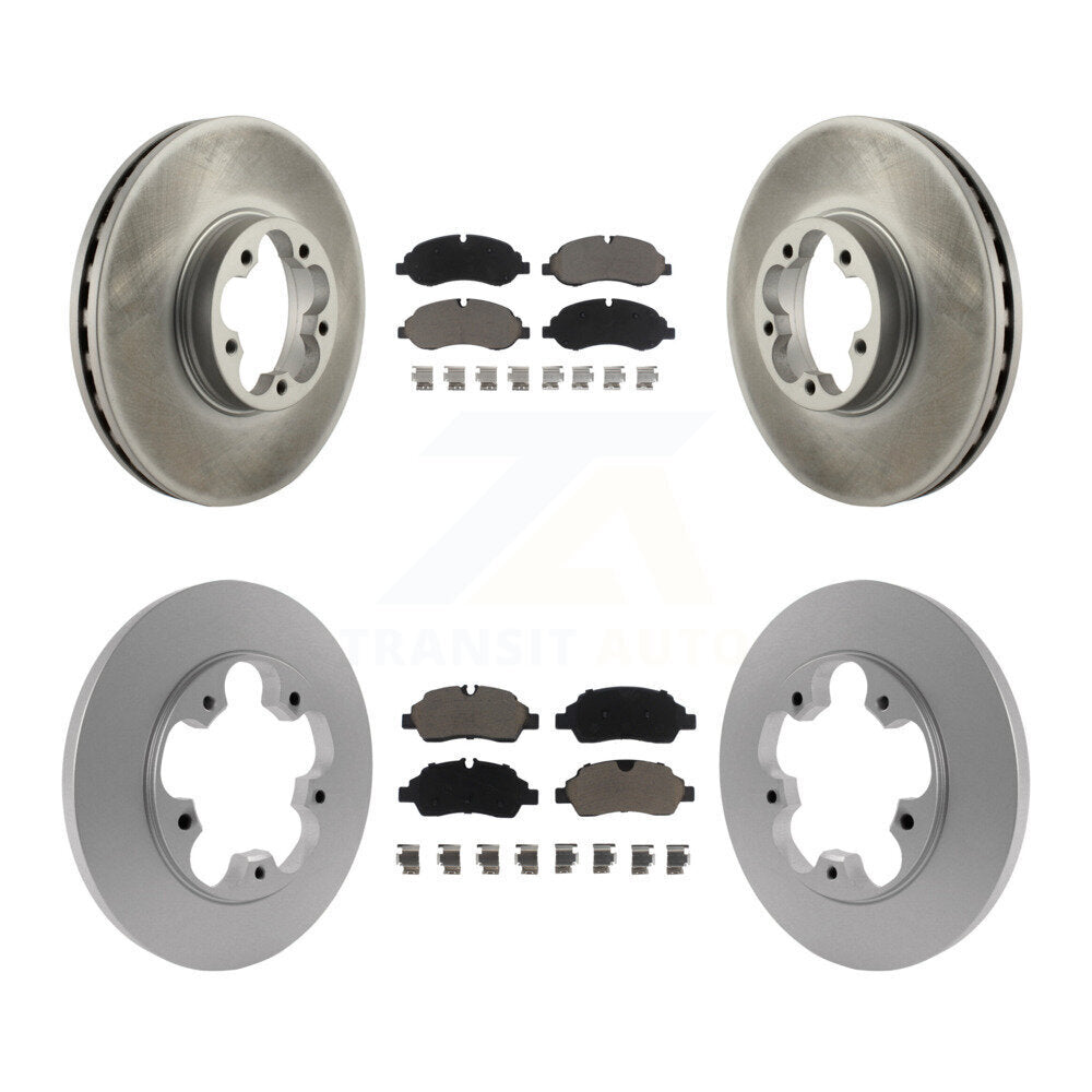 Front Rear Coated Disc Brake Rotors And Ceramic Pads Kit For Ford Transit-350 HD