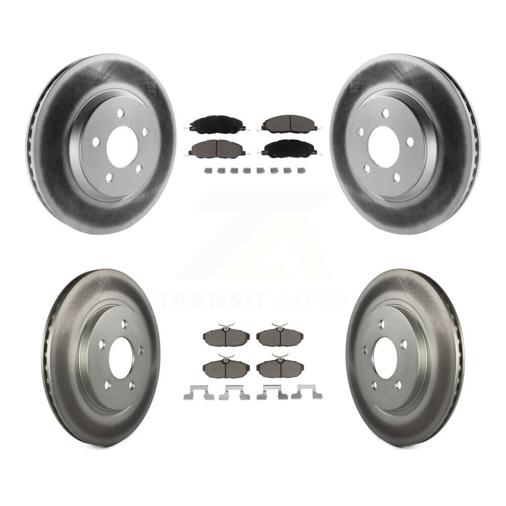 Front Rear Coated Disc Brake Rotors And Ceramic Pads Kit For Ford Mustang