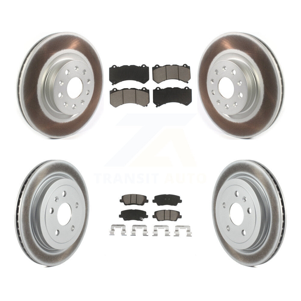Front Rear Coated Disc Brake Rotors And Ceramic Pads Kit For Cadillac CTS