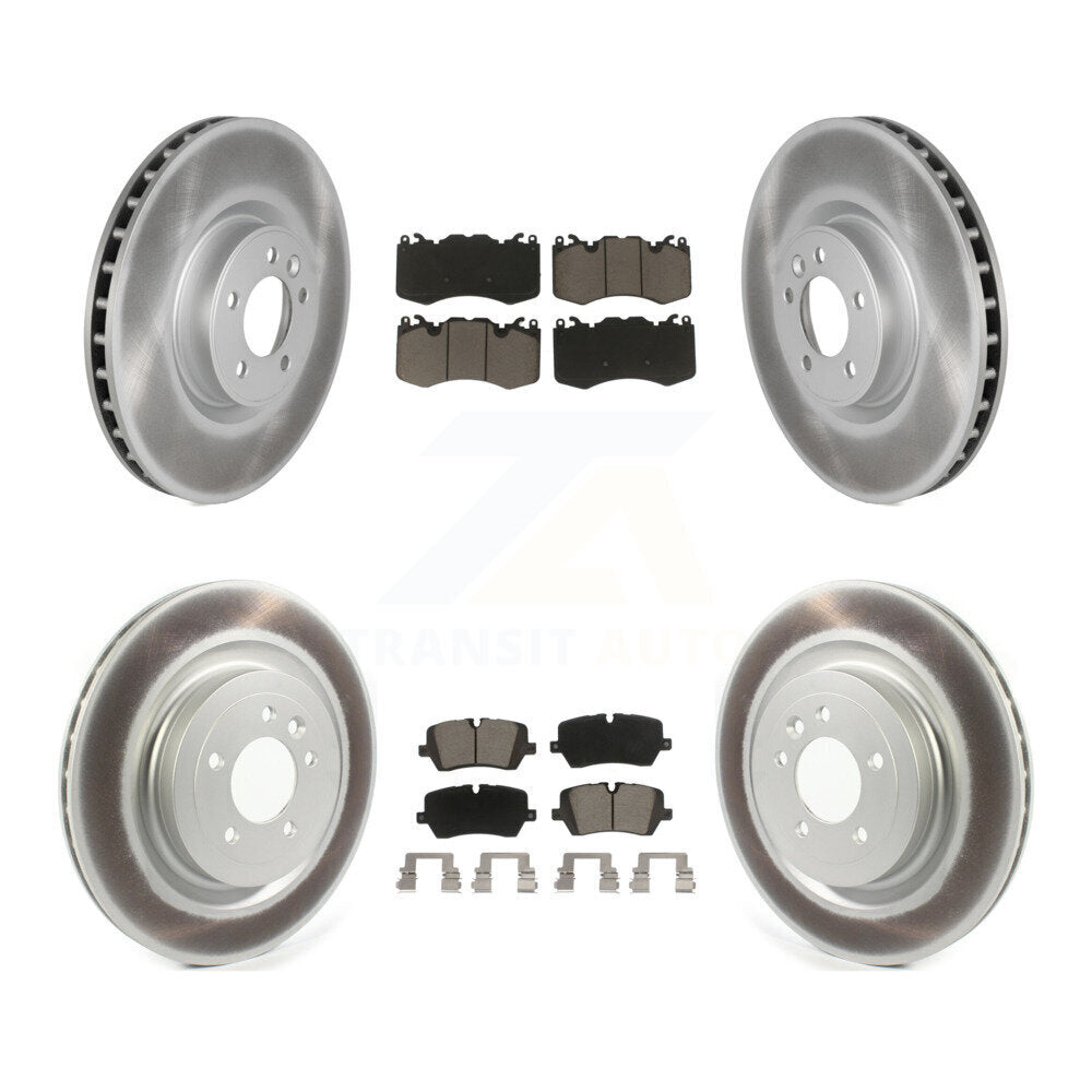 Front Rear Coated Disc Brake Rotors & Ceramic Pad Kit For Land Rover Range Sport