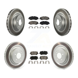 Front Rear Coated Disc Brake Rotors & Ceramic Pad Kit For Land Rover Range Sport