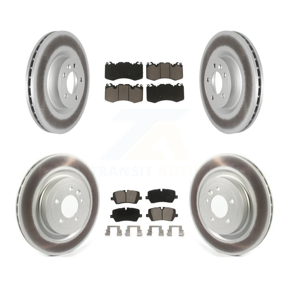 Front Rear Coated Disc Brake Rotors & Ceramic Pad Kit For Land Rover Range Sport