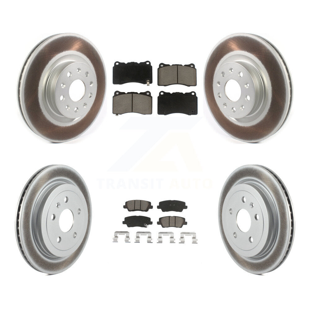 Front Rear Coated Disc Brake Rotors And Ceramic Pads Kit For Cadillac CTS