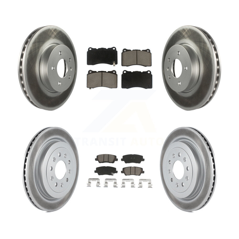 Front Rear Coated Disc Brake Rotors And Ceramic Pads Kit For Cadillac ATS