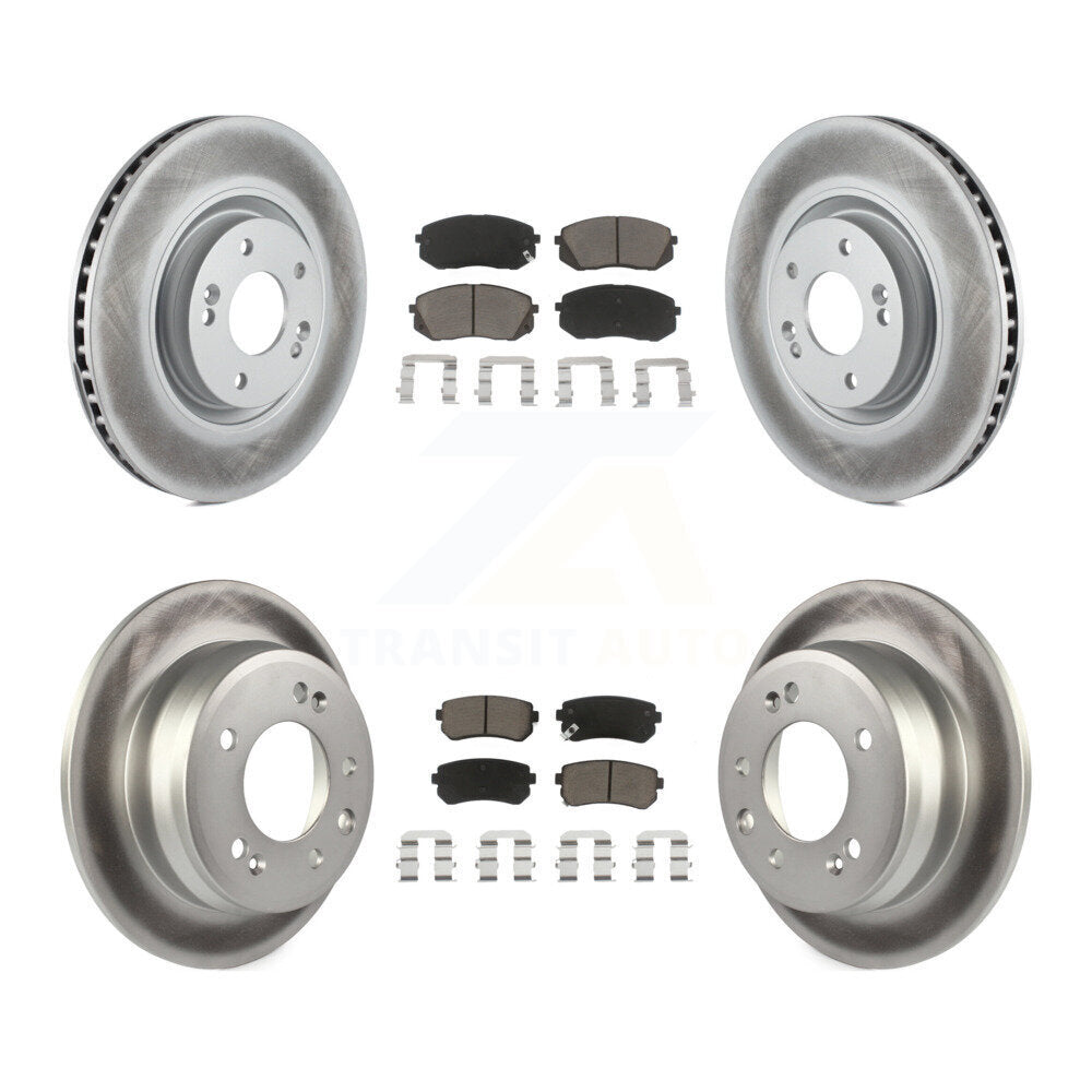 Front Rear Coated Disc Brake Rotors And Ceramic Pads Kit For Hyundai Tucson