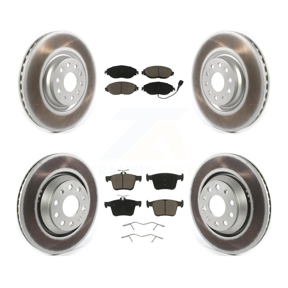 Front Rear Coated Brake Rotor & Ceramic Pad Kit For Audi Volkswagen Golf R S3 Q3