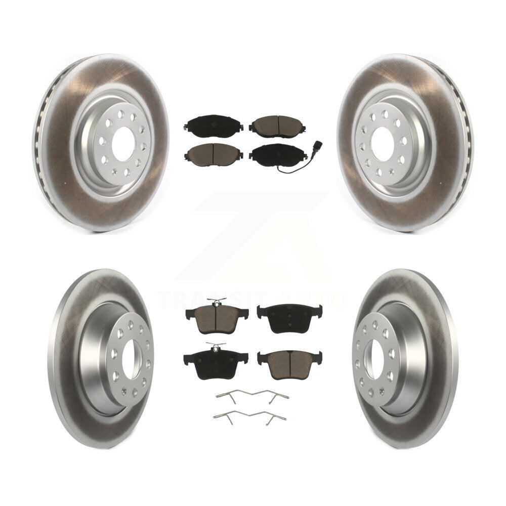 Front Rear Coated Disc Brake Rotor & Ceramic Pad Kit For Volkswagen Tiguan Jetta